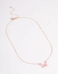 Rose Gold Pink Butterfly Pendant Necklace - link has visual effect only