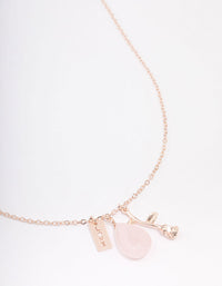 Rose Gold Semi-Precious Rose Quartz Love Necklace - link has visual effect only