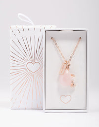 Rose Gold Semi-Precious Rose Quartz Love Necklace - link has visual effect only