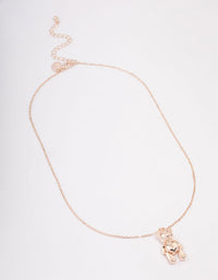 Rose Gold Moving Teddy Bear Short Necklace - link has visual effect only