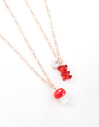 Rose Gold Teddy & Mushroom Necklace Pack - link has visual effect only