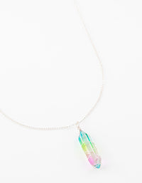 Silver Rainbow Wrapped Shard Necklace - link has visual effect only