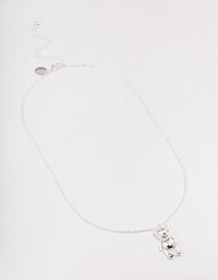 Silver Moving Teddy Bear Short Necklace - link has visual effect only