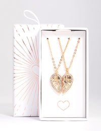 Gold BFF Diamante Heart Necklace Pack - link has visual effect only