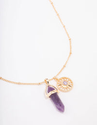 Gold Amethyst Shard Disc Necklace - link has visual effect only