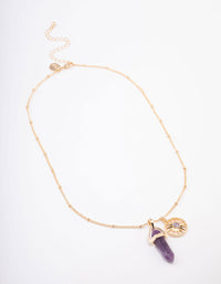 Gold Amethyst Shard Disc Necklace - link has visual effect only