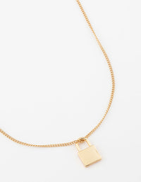 Gold Plated Padlock Short Necklace - link has visual effect only