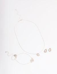 Silver Diamante Pear Jewellery Set - link has visual effect only