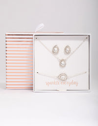 Silver Diamante Pear Jewellery Set - link has visual effect only