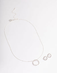 Silver Diamante Open Circle Jewellery Set - link has visual effect only