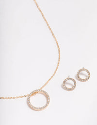 Gold Diamante Open Circle Jewellery Set - link has visual effect only