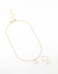 Gold Plated Freshwater Pearl Jewellery Set - link has visual effect only