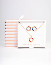 Gold Rainbow Stone Wreath Jewellery Set - link has visual effect only