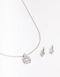 Silver Square Halo Jewellery Set - link has visual effect only