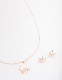 Rose Gold Sandblast Butterfly Jewellery Set - link has visual effect only