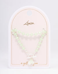 Silver Green Beaded & Pearl Bracelet - link has visual effect only