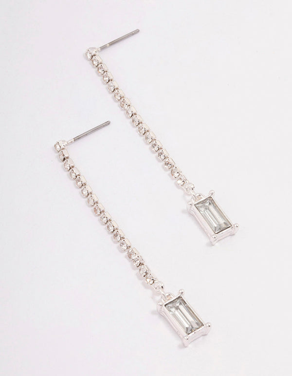 Silver Cupchain Radiant Drop Earrings