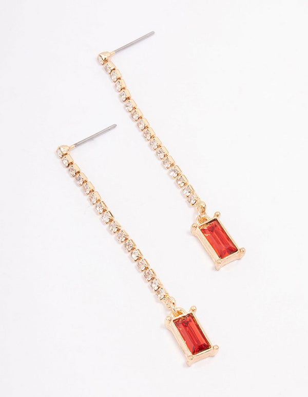 Red Cup Chain Radiant Drop Earrings