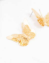 Gold Multi Layered Butterfly Stud Earrings - link has visual effect only