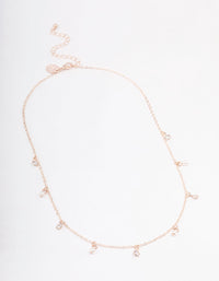 Rose Gold Diamante & Pearl Drop Station Necklace - link has visual effect only