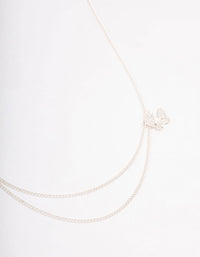 Silver Double Chain Butterfly Necklace - link has visual effect only