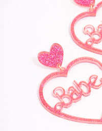 Gold Babe Heart Drop Earrings - link has visual effect only