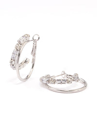 Rhodium Diamante Double Row Hoop Earrings - link has visual effect only