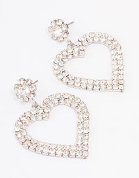 Rhodium Diamante Heart Drop Earrings - link has visual effect only