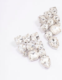 Rhodium Triple Row Chunky Stud Earrings - link has visual effect only