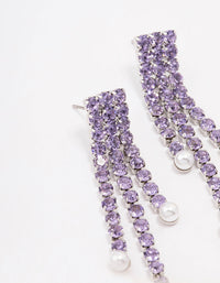 Purple Double Row Cup Chain Pearl Drop Earrings - link has visual effect only