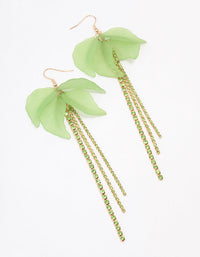 Green Leaf Petal Cup Chain Drop Earrings - link has visual effect only