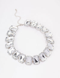 Rhodium Chunky Diamante Statement Necklace - link has visual effect only