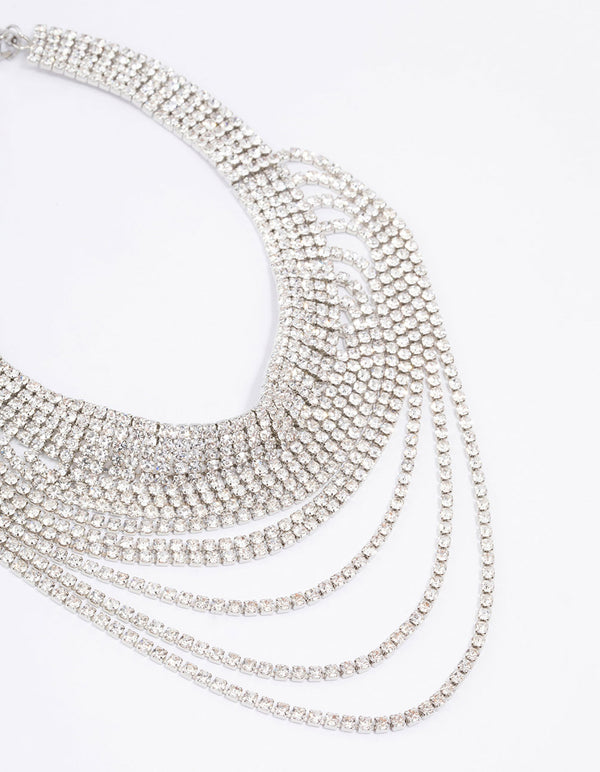 Rhodium Diamante Drape Choker