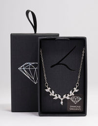 Rhodium Dainty Leafy Vine Necklace - link has visual effect only