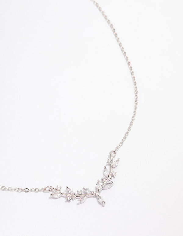 Rhodium Dainty Leafy Vine Necklace