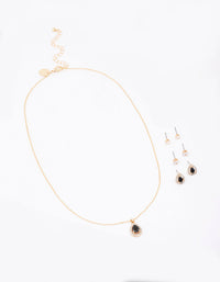 Gold Multi Pear Diamante Jewellery Set - link has visual effect only