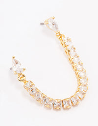 Gold Plated Brass Double Cubic Zirconia Chain Stud Earrings - link has visual effect only