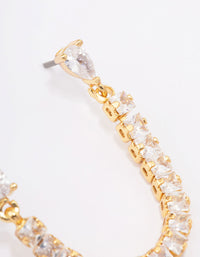 Gold Plated Brass Double Cubic Zirconia Chain Stud Earrings - link has visual effect only