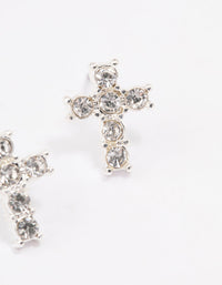 Silver Plated Diamante Cross Stud Earrings - link has visual effect only