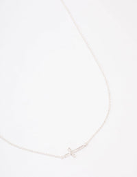 Silver Plated Diamante Cross Fine Pendant Necklace - link has visual effect only