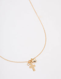 Gold Plated Cross Heart Charm Pendant Necklace - link has visual effect only