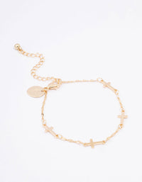 Gold Plated Multi Cross Bracelet - link has visual effect only