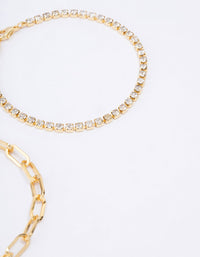 Gold Plated Tennis Open Link Bracelet - link has visual effect only