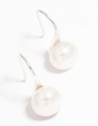 Silver Plated Freshwater Pearl Small Hook Drop Earrings - link has visual effect only