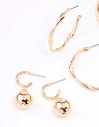 Gold Twisted Hoop Earrings 3-Pack - link has visual effect only