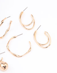 Gold Twisted Hoop Earrings 3-Pack - link has visual effect only