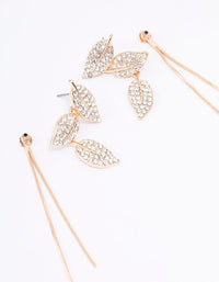 Gold Leafy Trail Drop Earrings - link has visual effect only