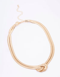 Gold Double Row Snake Chain Knotted Necklace - link has visual effect only