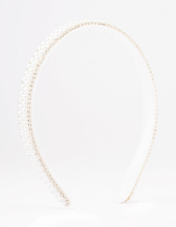 Fabric Pearl & Diamante Classic Headband