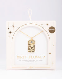 Gold Plated March Birth Month Flower Pendant Necklace - link has visual effect only